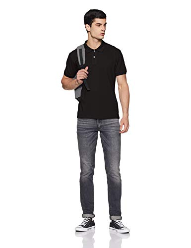 Allen Solly Men's Plain Regular Fit Cotton Polo (AMKP317G04249_Jet Black_Medium)