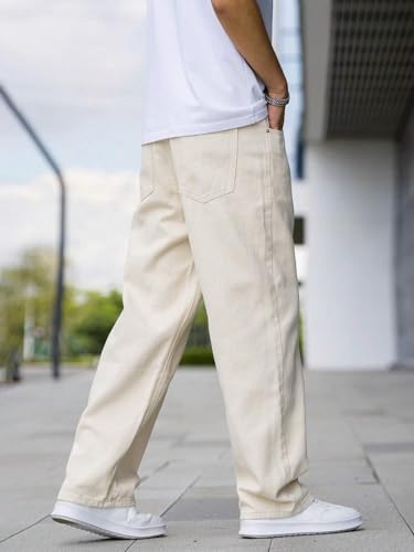 JVX Men Mid Rise Jeans ||Looses Fit Denimjeans || Baggyjeans (Njj-04) (Numeric, 32, Cream)