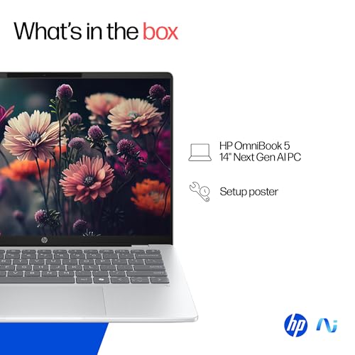 HP OmniBook 5 OLED (Previously Pavilion), Snapdragon X Processor (16GB LPDDR5x, 1TB SSD) 2K, 14''/35.6cm, Win11, M365 Basic(1yr)* Office24, Silver, 1.35kg, he0015QU, Light-Weight, Next-Gen AI Laptop