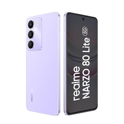 realme NARZO 80 Lite 5G (Crystal Purple, 6GB+128GB) | 6000mAh Long-Lasting Battery | MediaTek Dimensity 6300 5G | AI Assist | IP64 Rated Water & Dust Resistance | Military-Grade Durability