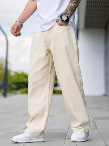JVX Men Mid Rise Jeans ||Looses Fit Denimjeans || Baggyjeans (Njj-04) (Numeric, 32, Cream)