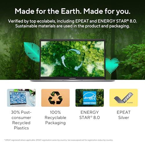 ASUS Vivobook 14, (i5 14th Gen) Intel Core 5 120U, Thin & Light Laptop(16GB RAM/512GB SSD/FHD/14/60Hz/Fingerprint Reader/M365 Basic (1Year)*/Office Home 2024/Quiet Blue/1.4 Kg) X1404VAP-EB542WS