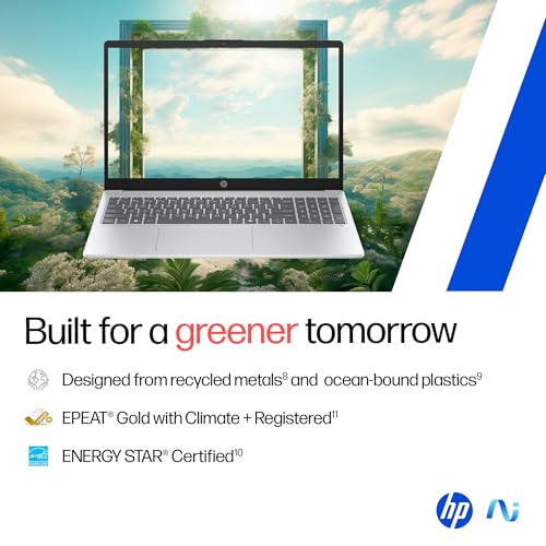 HP OmniBook 3 AMD Ryzen AI 5 340 Next Gen AI Laptop, (16GB DDR5, 512GB SSD), Anti-Glare,15.6''/39.6cm FHD, Win11,Office24, Silver,1.7kg, FHD Camera w/Privacy Shutter, fn0007AU