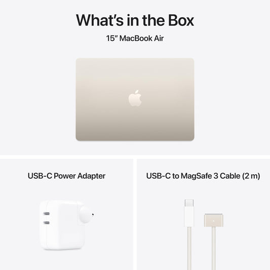 Apple 2025 MacBook Air (15-inch, Apple M4 chip with 10-core CPU and 10-core GPU, 16GB Unified Memory, 256GB) - Starlight