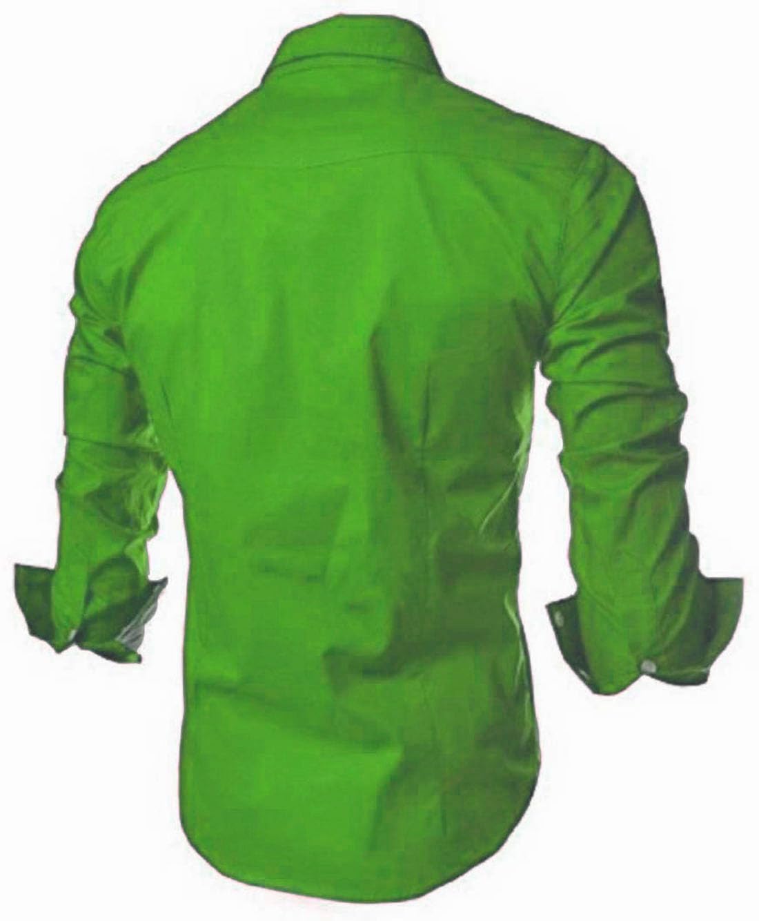 DEELMO Men's Cotton Blend Mandarin Collar Self One Design Full Sleeve Casual Short Kurta Green