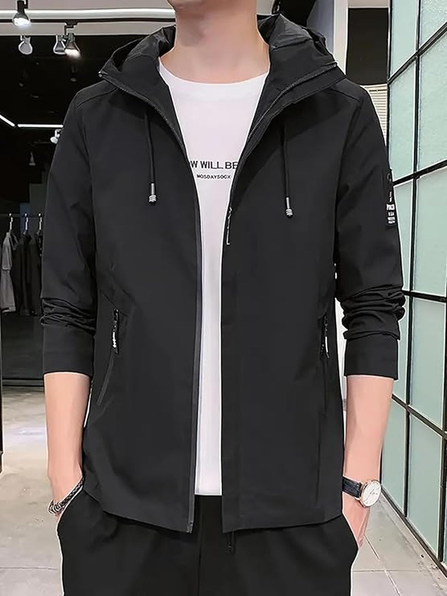 Lymio Jackets || Jacket for men || Lightweight Outwear Jacket (J-7-Black-L)