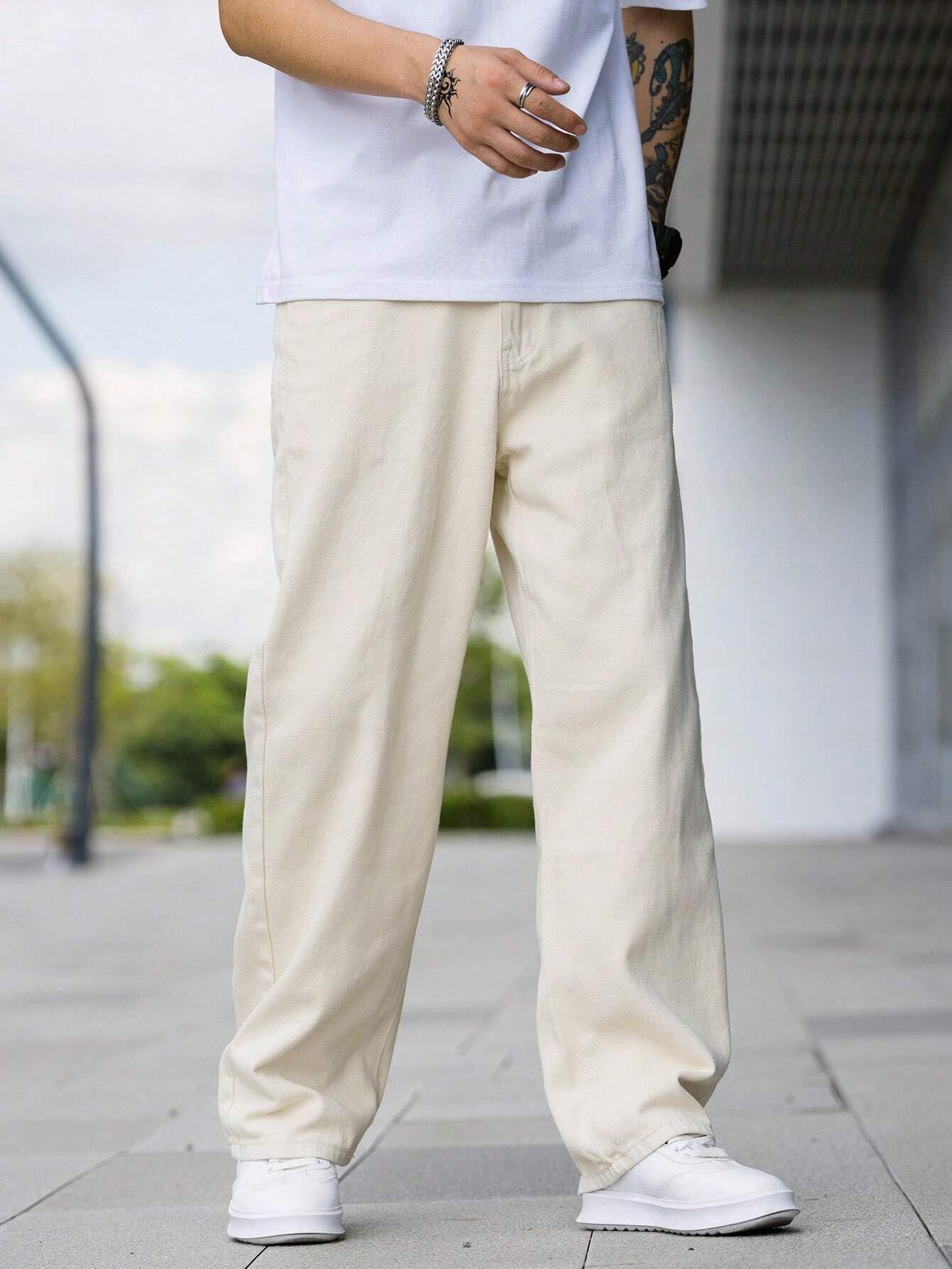 JVX Men Mid Rise Jeans ||Looses Fit Denimjeans || Baggyjeans (Njj-04) (Numeric, 32, Cream)