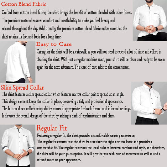 CB-COLEBROOK Men Regular Fit Solid Spread Collar Casual Shirt (Large, White)