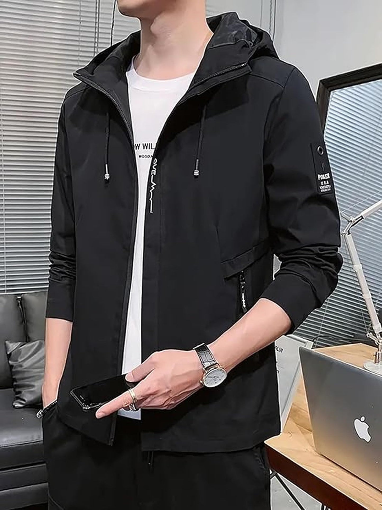 Lymio Jackets || Jacket for men || Lightweight Outwear Jacket (J-7-Black-L)