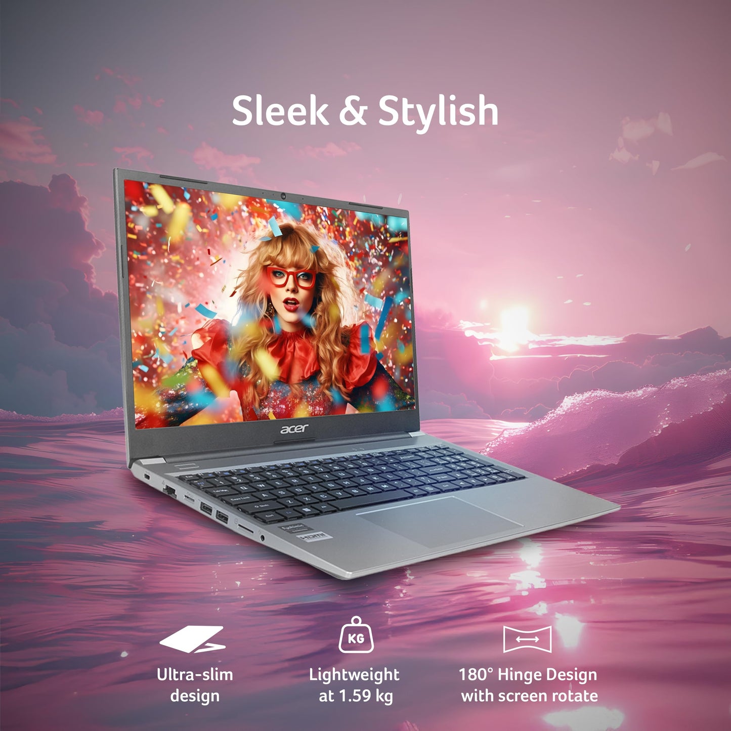 Acer Aspire Lite, Intel Core i5 13th Gen - 1334U, 16GB RAM, 512GB SSD, Full HD 15.6"/39.62 cm, Windows 11 Home, MS Office, Steel Gray, 1.59 KG, AL15-53, Metal Body, Thin and Light Premium Laptop