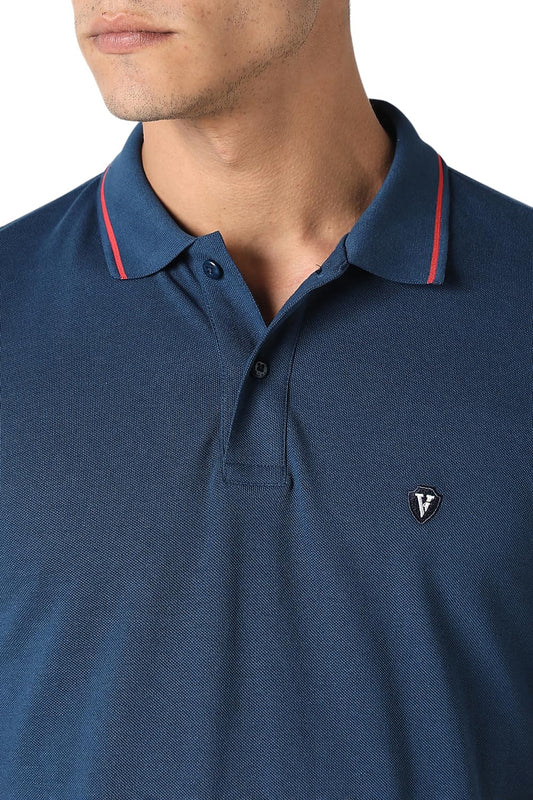 Van Heusen Men's Cotton Regular Fit Polo T-Shirt (VSKP517S011419_Nautical XL)