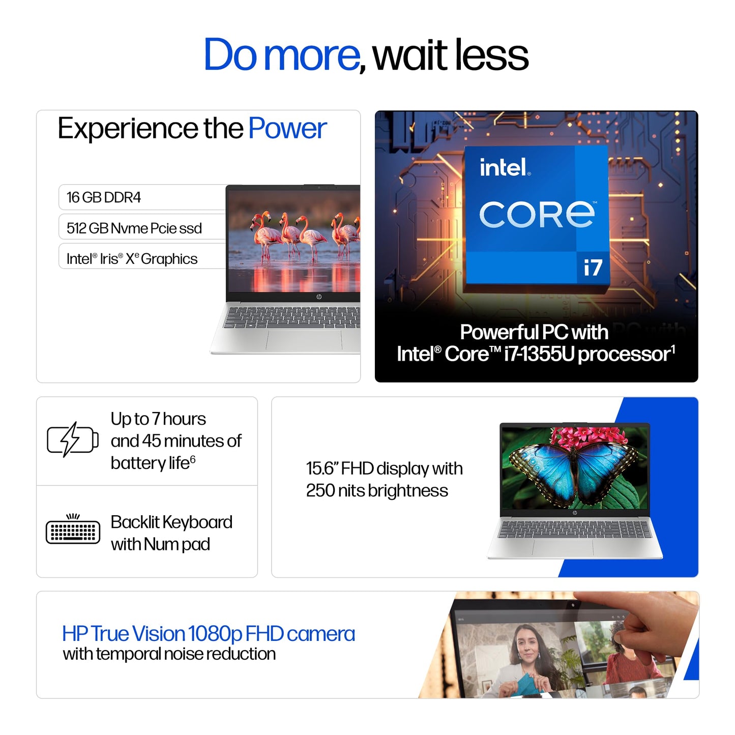 HP 15, 13th Gen Intel Core i7-1355U (16GB DDR4, 512GB SSD) FHD, Anti-Glare, 15.6’’/39.6cm, Win11, M365(1yr)* Office 24, Silver, 1.59kg, Iris Xe, FHD Camera w/Shutter, Backlit Laptop fd0468tu/fd0515tu