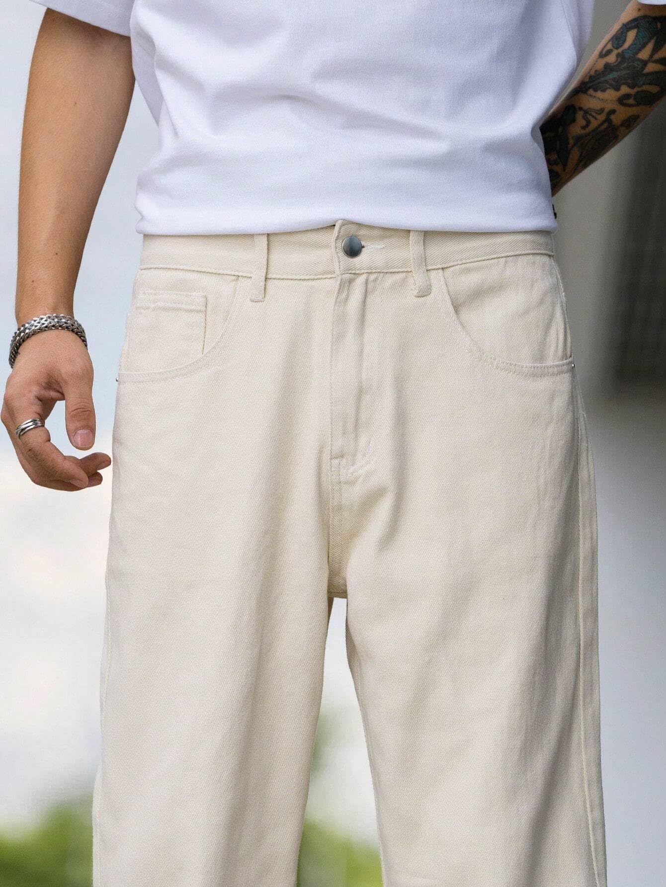 JVX Men Mid Rise Jeans ||Looses Fit Denimjeans || Baggyjeans (Njj-04) (Numeric, 32, Cream)