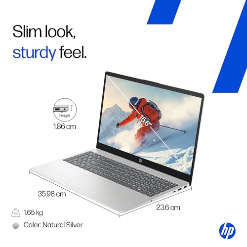 HP 15, Intel Ultra 5 125H, 12 Tops (16GB DDR5, 512GB SSD) FHD, IPS, 15.6''/39.6cm, Win11, M365 Basic(1yr)* Office24, Silver, 1.65kg, fd1254TU, Intel Graphics, FHD Camera w/Shutter, AI Powered Laptop