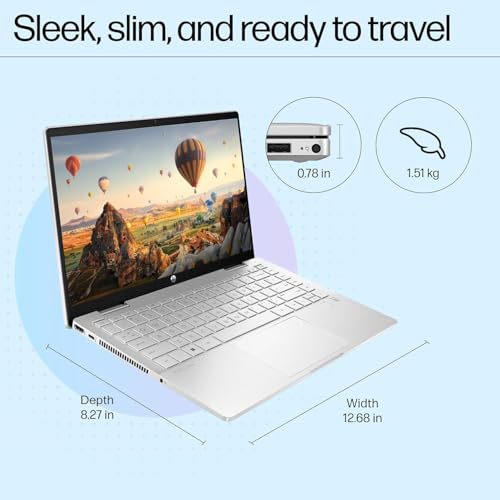 HP Pavilion x360, 13th Gen Intel Core i5-1335U (16GB DDR4, 512GB SSD) Touchscreen, 14"/35.6cm, FHD, Win 11, Office 21, Silver, 1.51kg, ek1074tu/1148tu, Iris Xe, FPR, 5MP Camera, Backlit KB Laptop