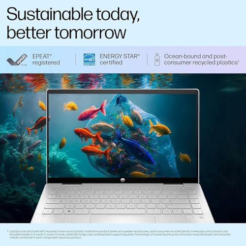 HP Pavilion x360, 13th Gen Intel Core i5-1335U (16GB DDR4, 512GB SSD) Touchscreen, 14"/35.6cm, FHD, Win 11, Office 21, Silver, 1.51kg, ek1074tu/1148tu, Iris Xe, FPR, 5MP Camera, Backlit KB Laptop