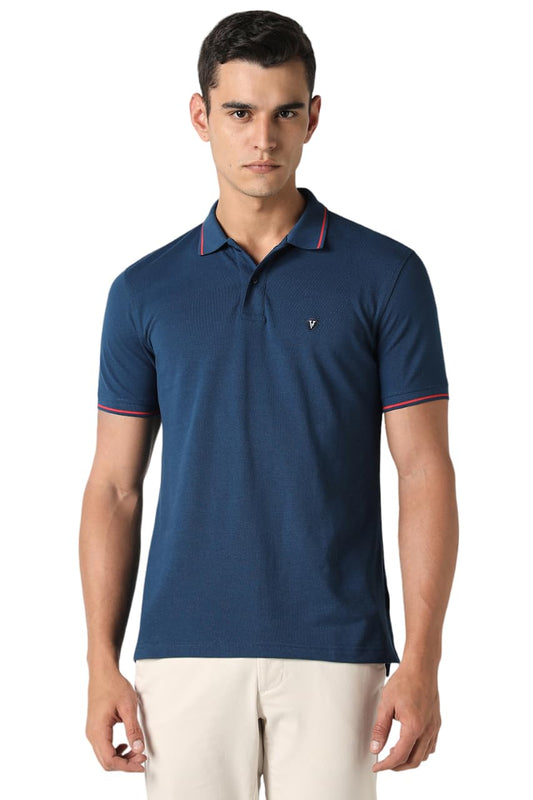 Van Heusen Men's Cotton Regular Fit Polo T-Shirt (VSKP517S011419_Nautical XL)