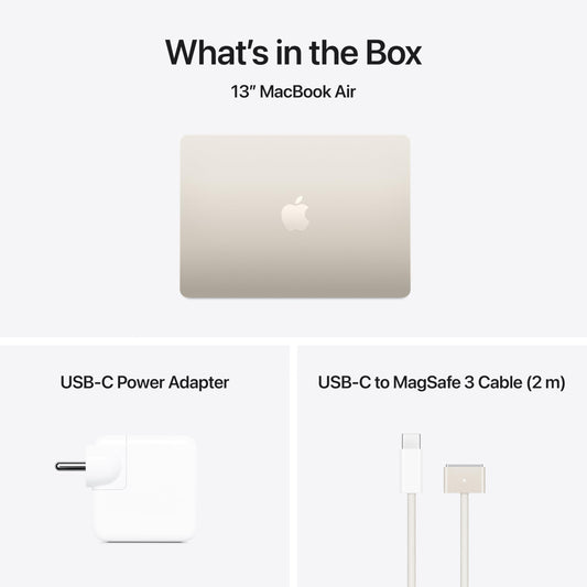 Apple 2025 MacBook Air (13-inch, Apple M4 chip with 10-core CPU and 10-core GPU, 16GB Unified Memory, 512GB) - Starlight