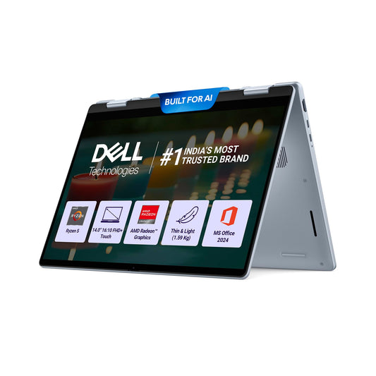 Dell DB04255, R5-340 AI Processor / 16 GB LPDDR5X/ 512 GB SSD/AMD Radeon™ Graphics / 14" (35.56 cm) FHD Plus, 300 Nits, Touch, Backlit + FPS Keyboard, 15 Month McAfee/Ice Blue / 1.59 Kg