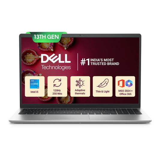 Dell Inspiron 3530, Intel Core i5 13th Gen - 1334U, 16GB RAM, 1TB SSD, FHD 15.6"/39.62 cm, Windows 11, MSO'24, Silver, 1.62kg, Backlit Keyboard, 15 Month McAfee, Thin & Light Laptop