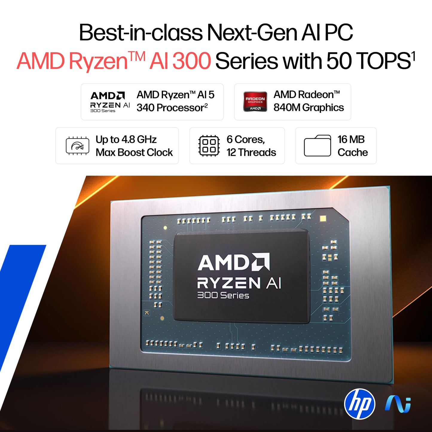 HP OmniBook 3 AMD Ryzen AI 5 340 Next Gen AI Laptop, (16GB DDR5, 512GB SSD), Anti-Glare,15.6''/39.6cm FHD, Win11,Office24, Silver,1.7kg, FHD Camera w/Privacy Shutter, fn0007AU