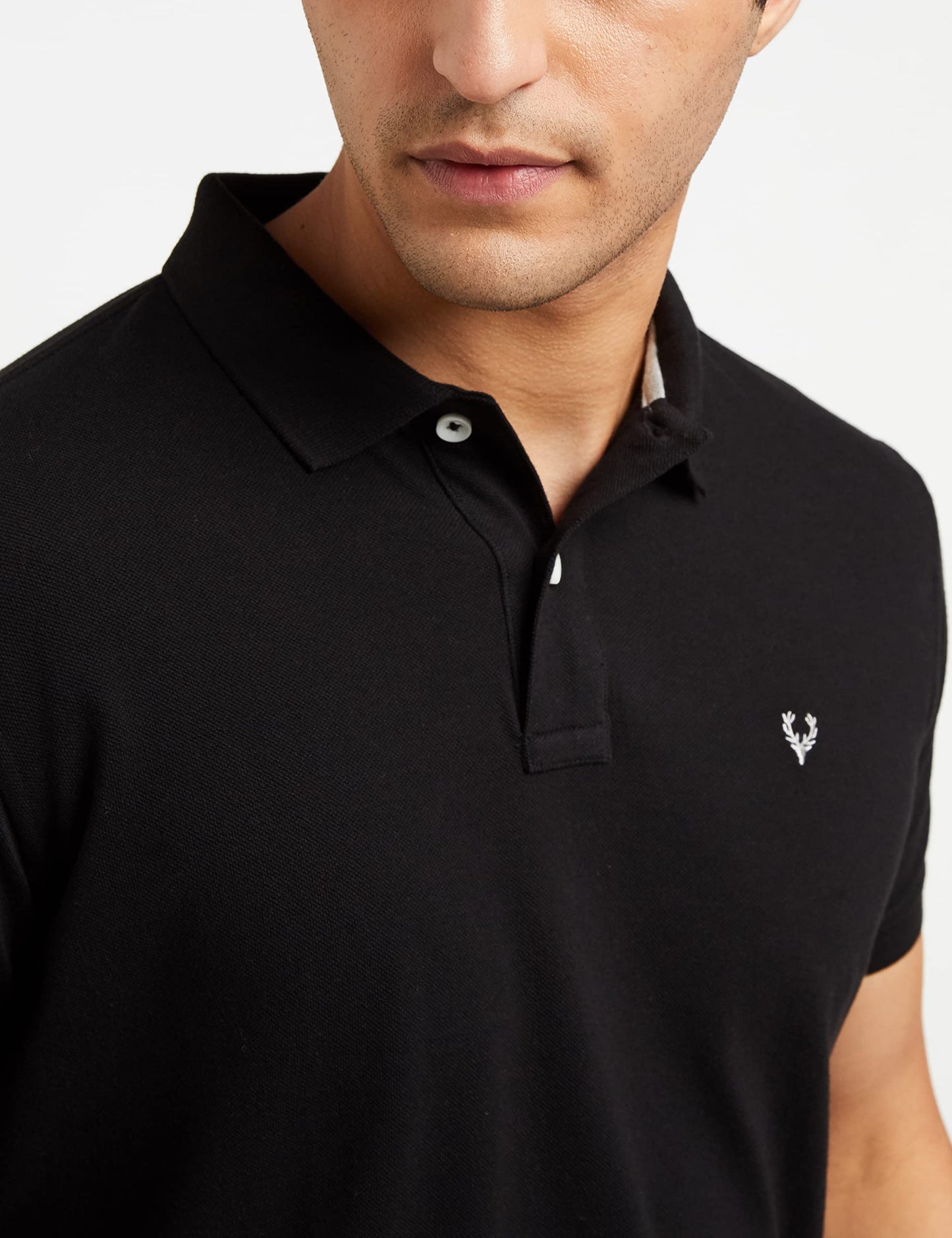 Allen Solly Men's Plain Regular Fit Cotton Polo (AMKP317G04249_Jet Black_Medium)