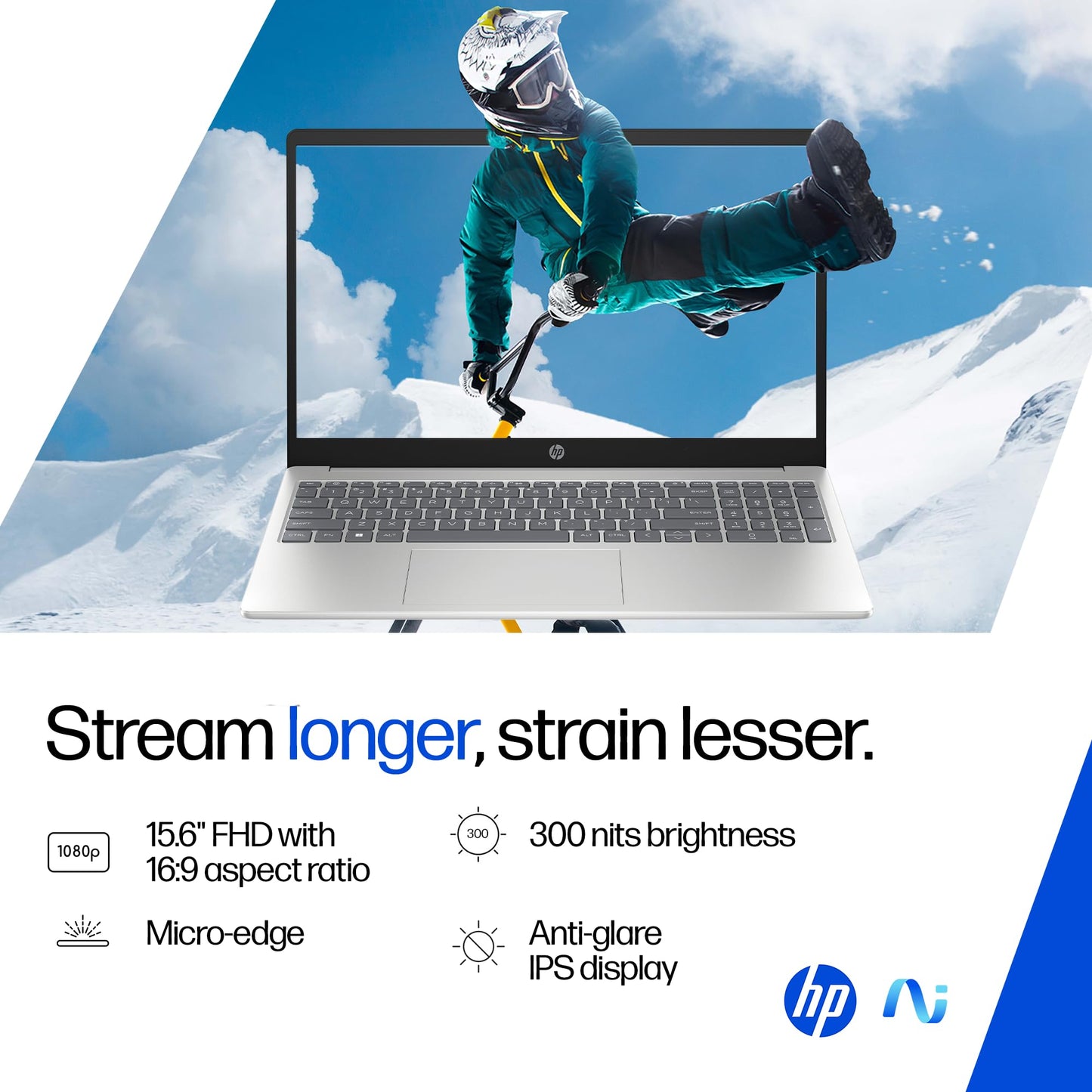 HP 15, Intel Ultra 5 125H, 12 Tops (16GB DDR5, 512GB SSD) FHD, IPS, 15.6''/39.6cm, Win11, M365 Basic(1yr)* Office24, Silver, 1.65kg, fd1254TU, Intel Graphics, FHD Camera w/Shutter, AI Powered Laptop