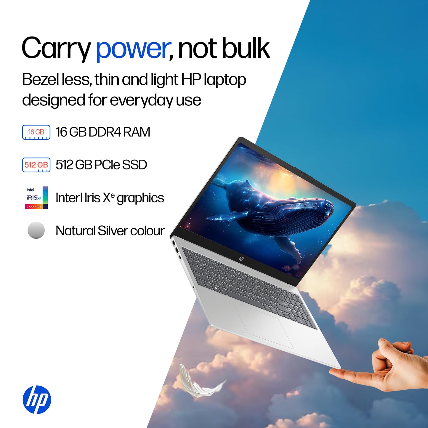 HP 15, 13th Gen Intel Core i5-1334U, (16GB DDR4,512GB SSD) Anti-Glare, Micro-Edge, FHD, 15.6''/39.6cm, Win11, M365 Basic(1yr)* Office24, Silver, 1.59kg, fd0577TU, Iris Xe, FHD Camera w/Shutter Laptop