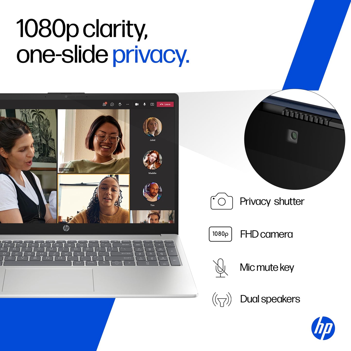 HP 15, 13th Gen Intel Core i5-1334U, (16GB DDR4,512GB SSD) Anti-Glare, Micro-Edge, FHD, 15.6''/39.6cm, Win11, M365 Basic(1yr)* Office24, Silver, 1.59kg, fd0577TU, Iris Xe, FHD Camera w/Shutter Laptop