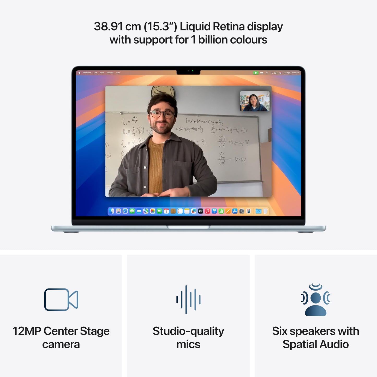 Apple 2025 MacBook Air (15-inch, Apple M4 chip with 10-core CPU and 10-core GPU, 16GB Unified Memory, 256GB) - Sky Blue