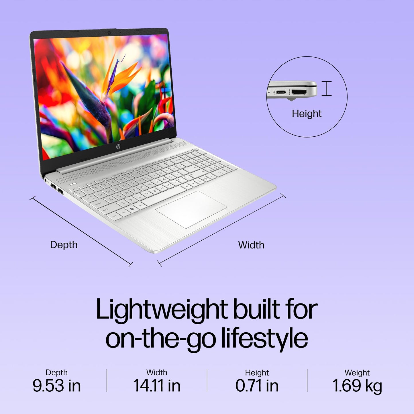 HP 15s, 12th Gen Intel Core i3-1215U (8GB DDR4, 512GB SSD) Anti-Glare, 15.6"/39.6cm,FHD, Win 11, MS Office 21, Silver, 1.69kg, fy5006tu/fd0751tu/fd0752tu, UHD Graphics, HD Camera, Dual Speakers Laptop