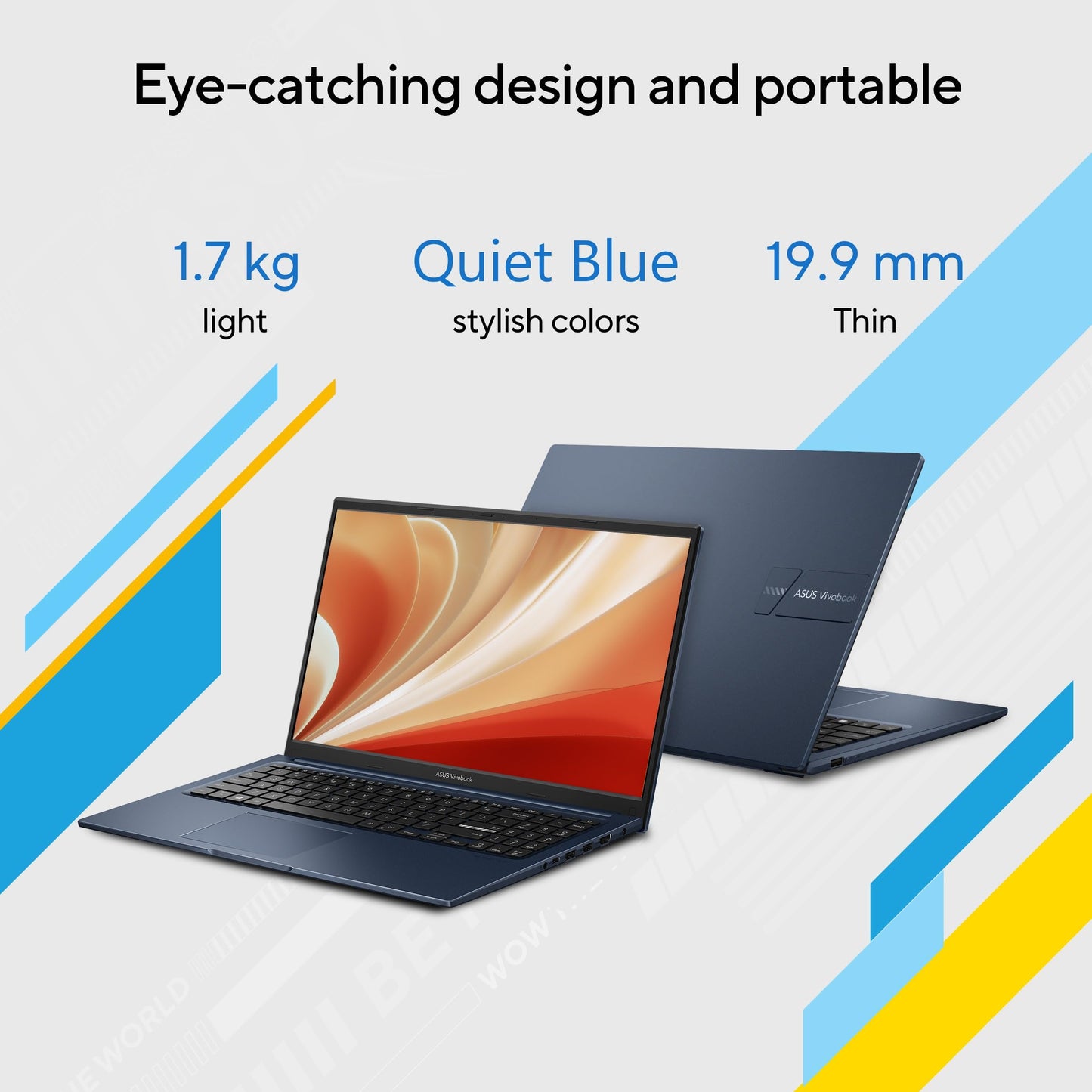 ASUS Vivobook 15, (i5 14th Gen) Intel Core 5 120U,Thin & Light Laptop (16GB RAM/512GB SSD/FHD/15.6"/60Hz/Backlit Keyboard/Windows 11/Office 2021/Quiet Blue/1.70 kg) X1504VAP-NJ2864WS