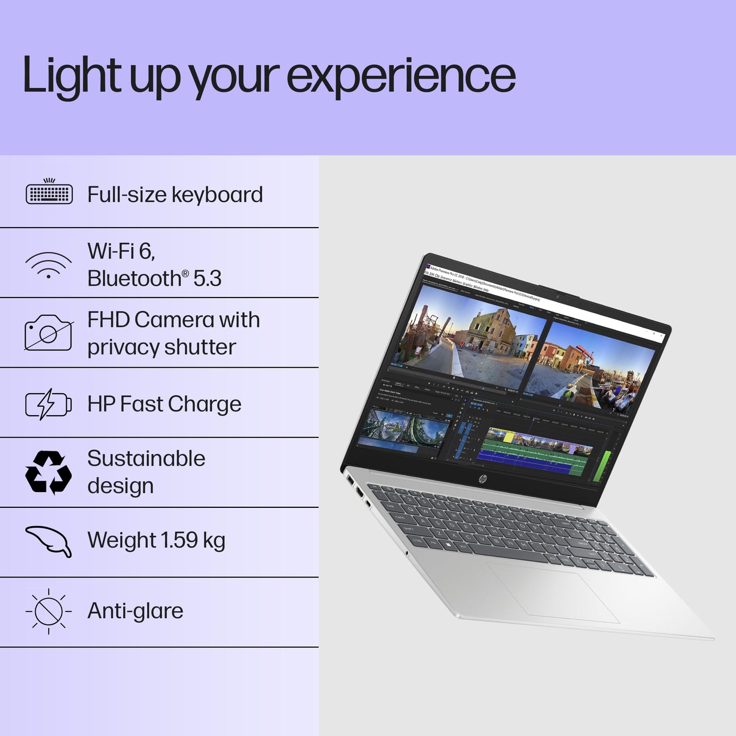 HP 15, 13th Gen Intel Core i3-1315U (12GB DDR4, 512GB SSD) FHD, Anti-Glare, Micro-Edge, 15.6''/39.6cm, Win11, M365 Basic(1yr)* Office24, Silver, 1.59kg, fd0573TU, FHD Camera w/Shutter Laptop