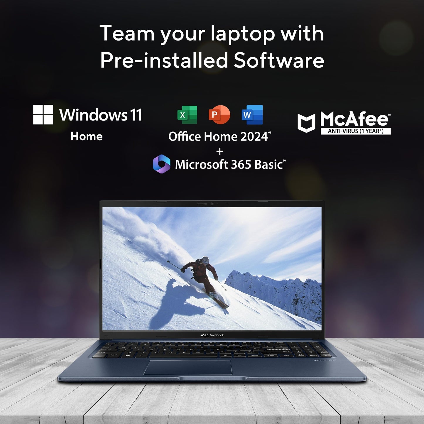 ASUS Vivobook 15,13th Gen,Intel Core i7-13620H(Intel UHD iGPU/16GB RAM/1TB SSD/FHD/15.6"/60Hz/Backlit Keyboard/42Whr/Windows 11/M365 Basic (1Year)*/Office Home 2024/Quiet Blue/1.7 Kg)X1502VA-BQ1298WS