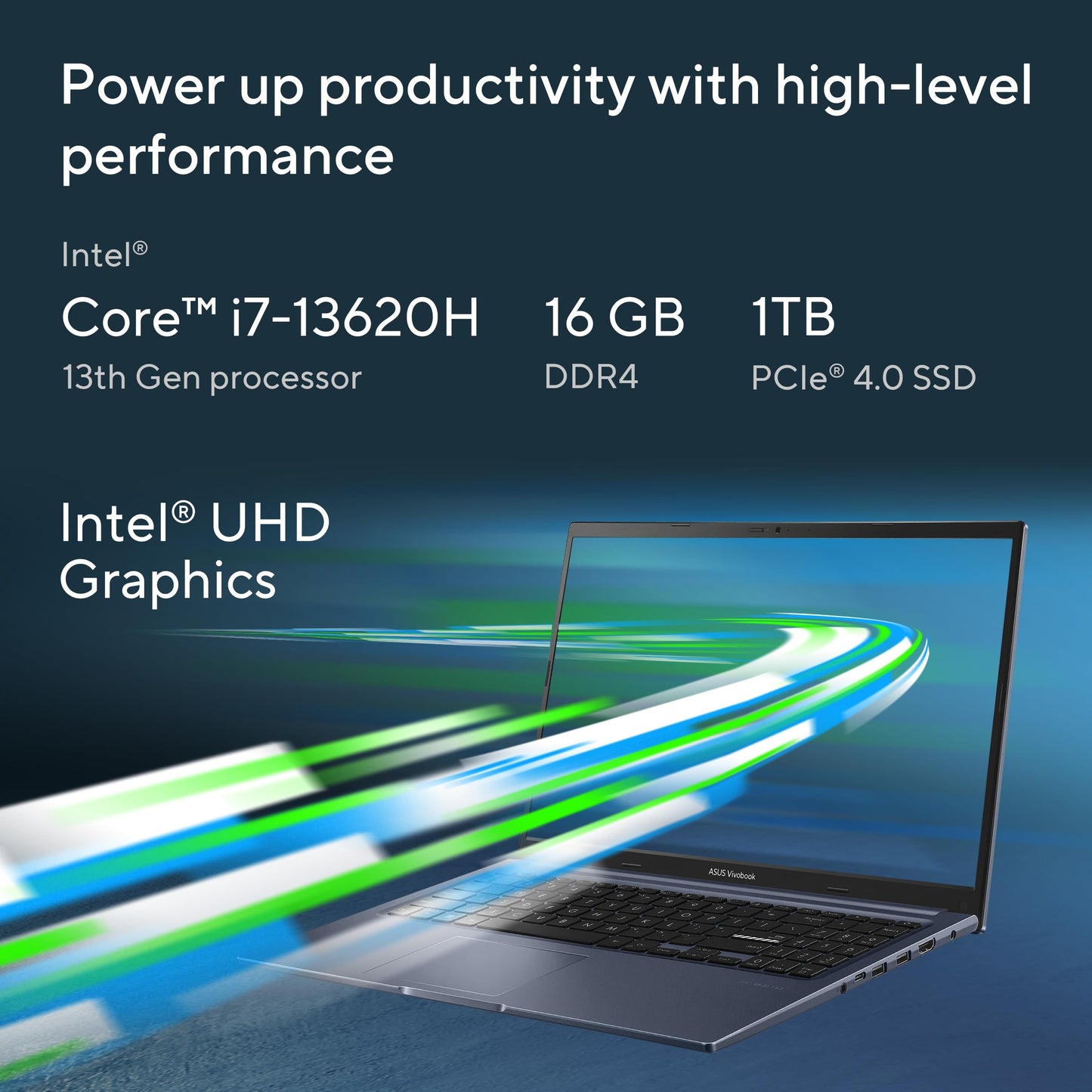 ASUS Vivobook 15,13th Gen,Intel Core i7-13620H(Intel UHD iGPU/16GB RAM/1TB SSD/FHD/15.6"/60Hz/Backlit Keyboard/42Whr/Windows 11/M365 Basic (1Year)*/Office Home 2024/Quiet Blue/1.7 Kg)X1502VA-BQ1298WS