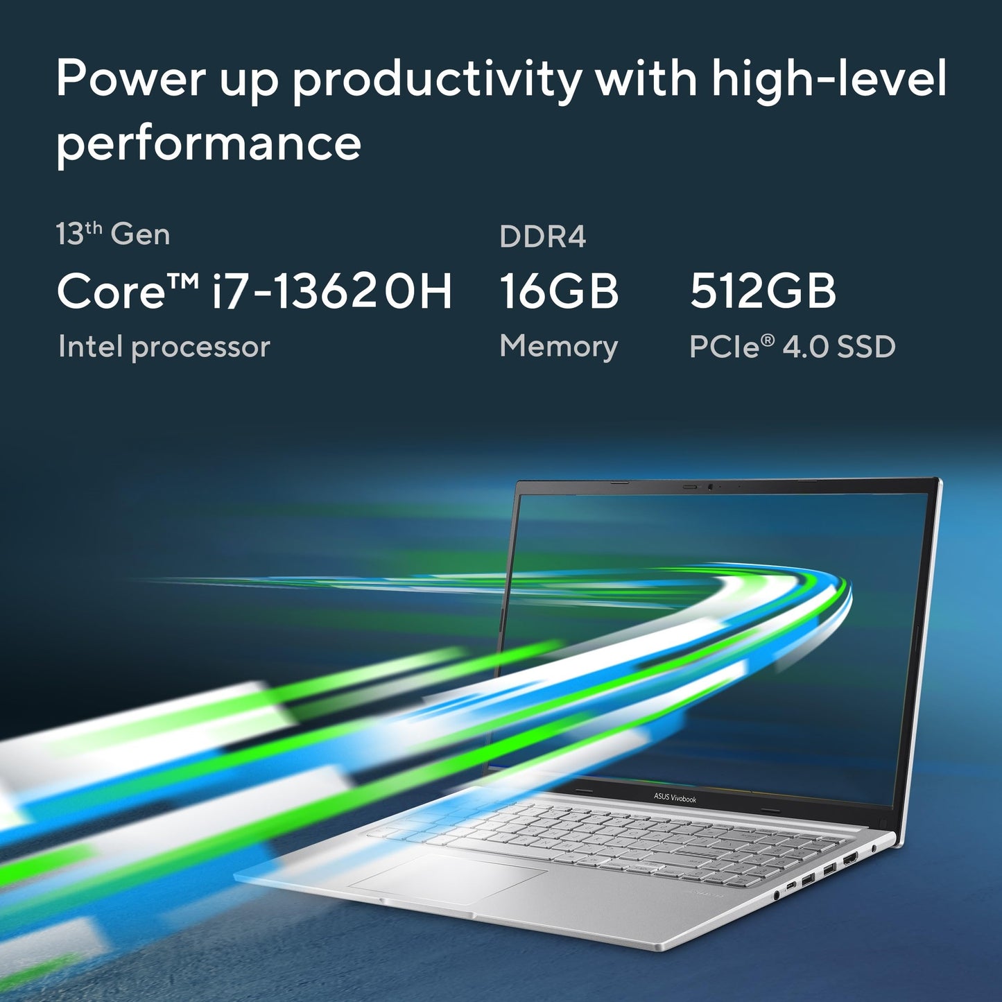 ASUS Vivobook 15, Intel Core i7 13th Gen 13620H, 16GB RAM, 512GB SSD, FHD 15.6", Windows 11, Office Home 2024, Cool Silver, 1.70kg, X1502VA-BQ837WS, Intel UHD iGPU, M365 Basic (1Year)* Laptop