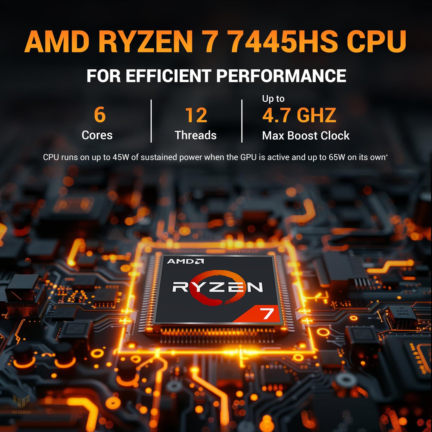 ASUS TUF A15 (2025), AMD Ryzen 7 7445HS, Gaming Laptop(RTX 3050,75W TGP,16GB DDR5(Upgradeable Upto 64GB )512GB SSD,FHD,15.6",144Hz,RGB Keyboard,48Whrs,Windows 11,Graphite Black,2.3 Kg) FA506NCG-HN199W