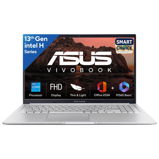 ASUS Vivobook 15, Smartchoice,Intel Corei5 13thGen 13420H, 16GB RAM, 512GB SSD, FHD 15.6", Win11, Office Home'24, M365 Basic (1Year)*, Cool Silver, 1.70kg, X1502VA-BQ835WS, Intel UHD iGPU, Laptop
