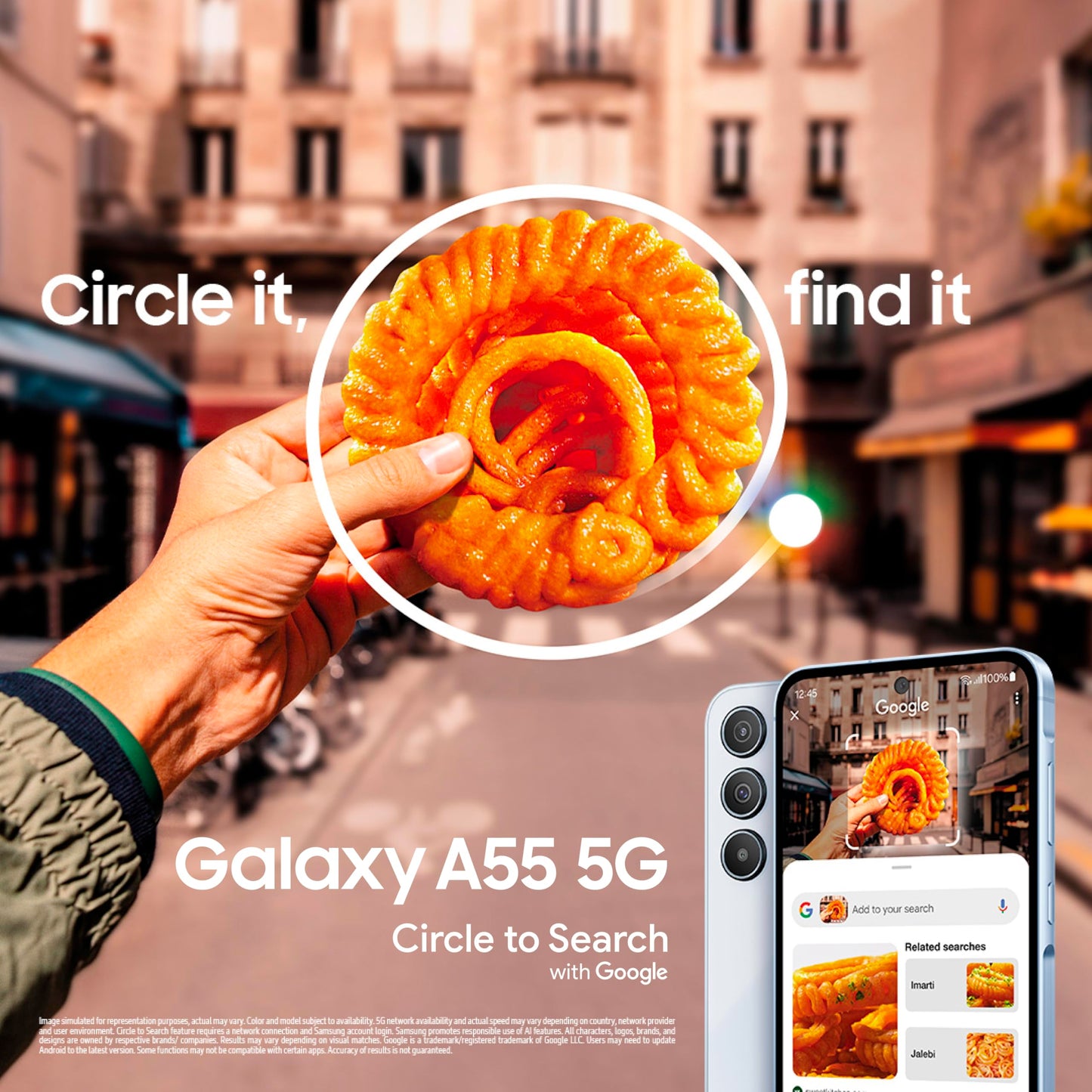 Samsung Galaxy A55 5G (Awesome Iceblue, 8GB RAM, 256GB Storage) | AI | Metal Frame | 50 MP Main Camera (OIS) | Super HDR Video| Nightography | IP67 | Corning Gorilla Glass Victus+ | sAMOLED Display